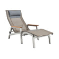 Adjustable Outdoor Lounge Chair with Headrest and Wooden Armrests