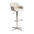 Adjustable Height Contemporary Bar Stool with Armrests and Chrome Base