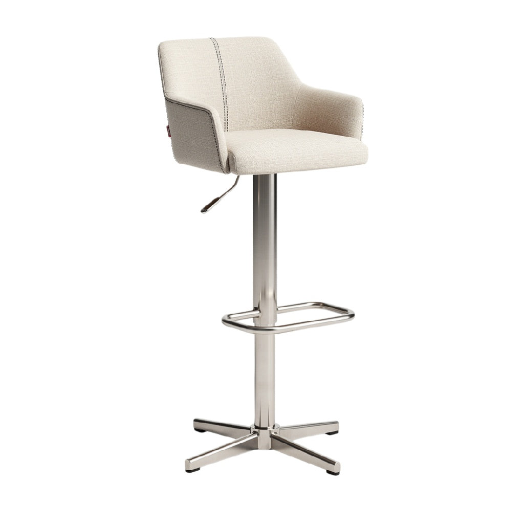 Adjustable Height Contemporary Bar Stool with Armrests and Chrome Base