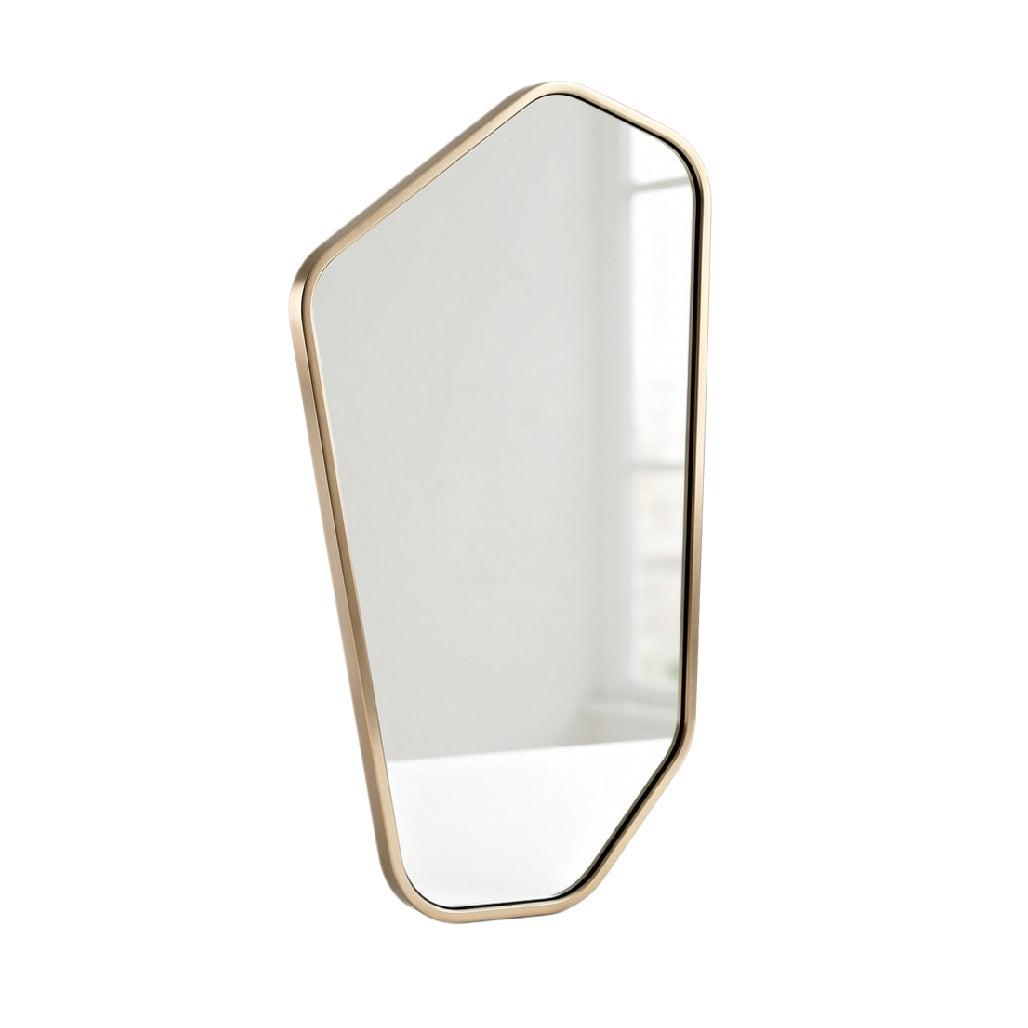 Modern Geometric Wall Mirror with Sleek Gold Frame